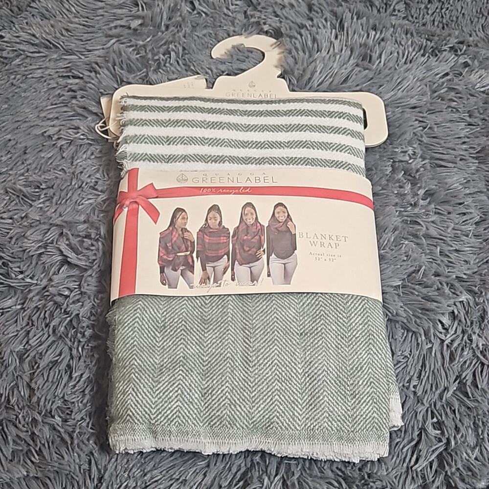 NWT Quagga Green Label Chevron Sage Green Blanket Wrap Scarf